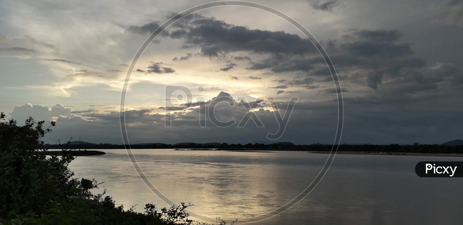 Evening View over river Mahanadi, Sunlight, sky, clouds, flowing river, Nature, Cuttack, India