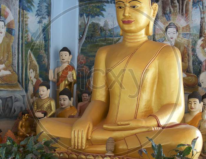 Gilded Buddha Statue In Wat Preah Prom Rath, Siem Reap