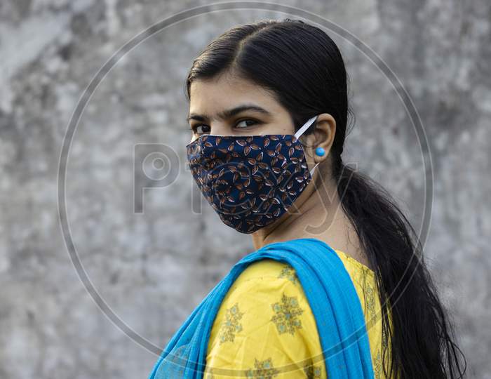 Indian Woman Wearing Nose Mask
