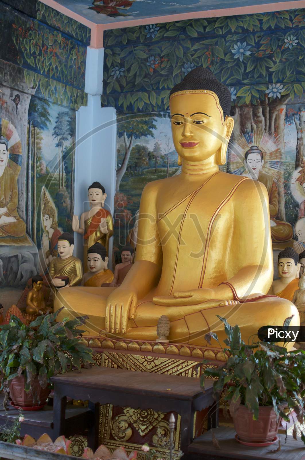 Gilded Buddha Statue In Wat Preah Prom Rath, Siem Reap