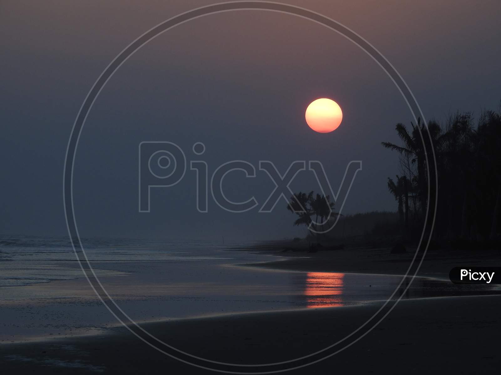 Sunset at Antarvedi beach, Andhra Pradesh.