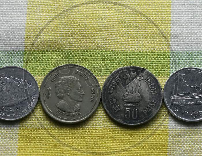 Rare coins of India. From 1920 to 2020, from 1pice to 10 Rupees coins.