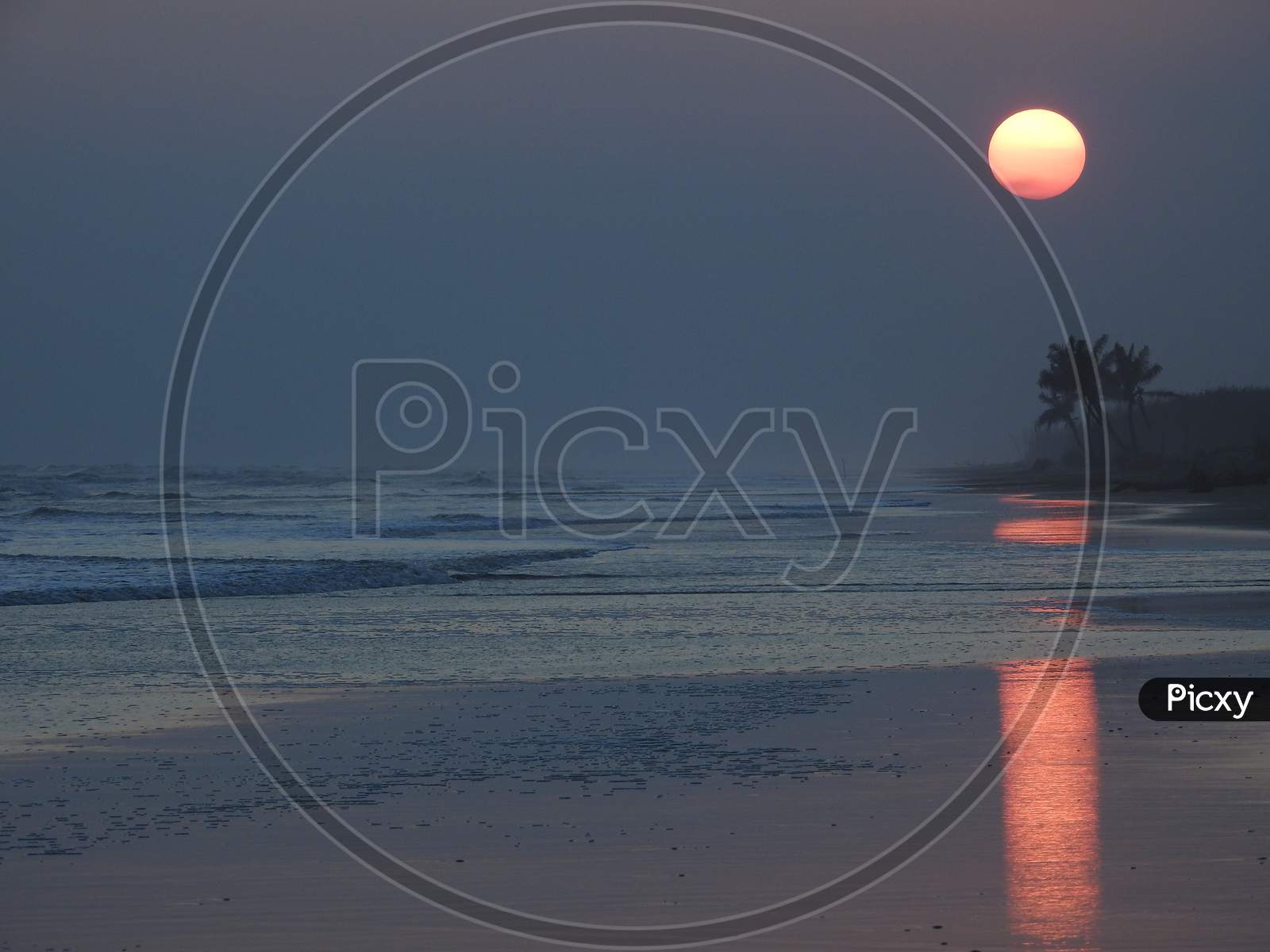 Sunset photo near a beach in Antarvedi, Andhra Pradesh.
