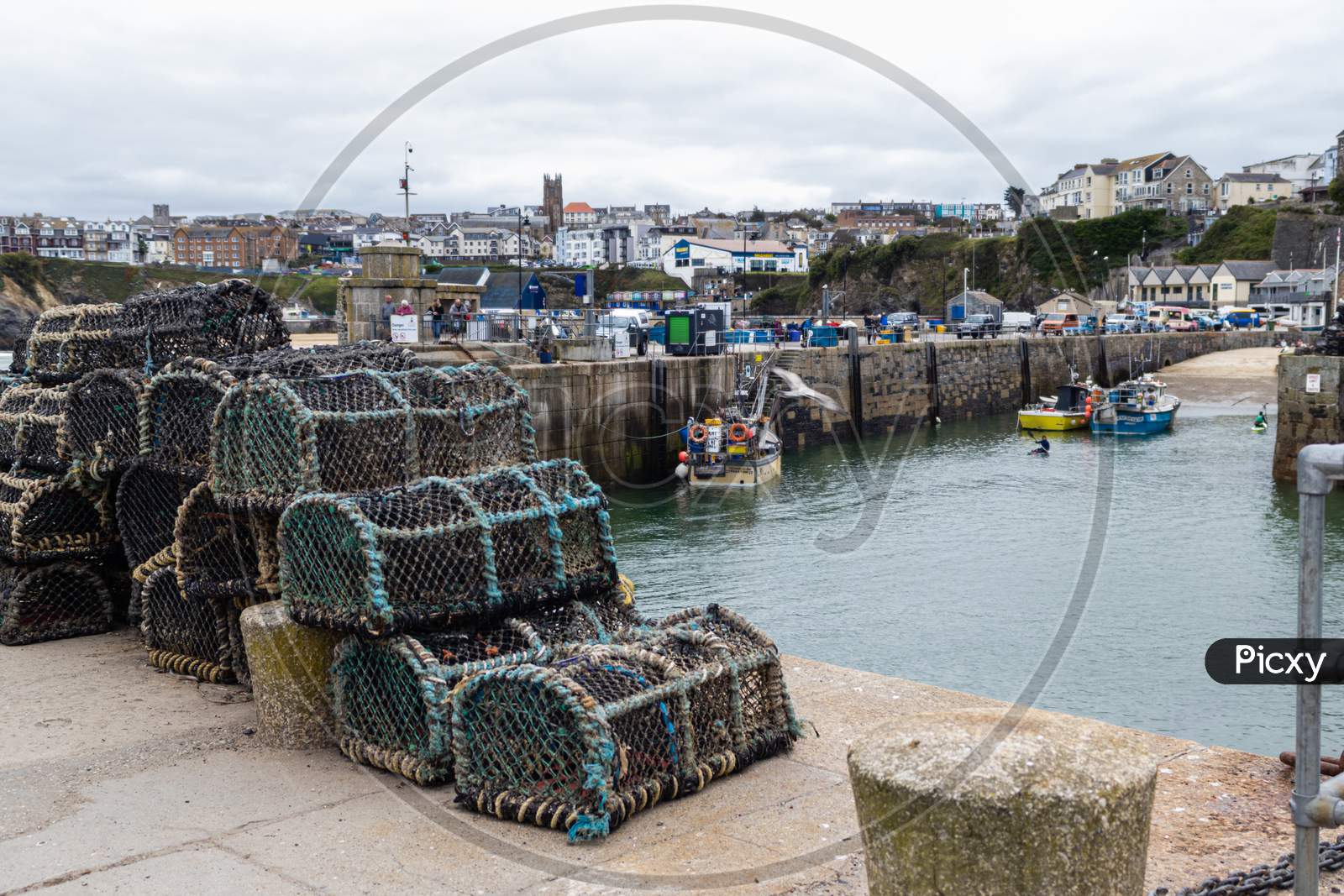 lobster pots on the harbor