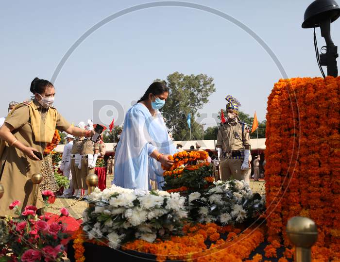Family members of martyrs paying tributes during the Police Commemoration Day Parade at Police Ground in Jammu on 21 October,2020.