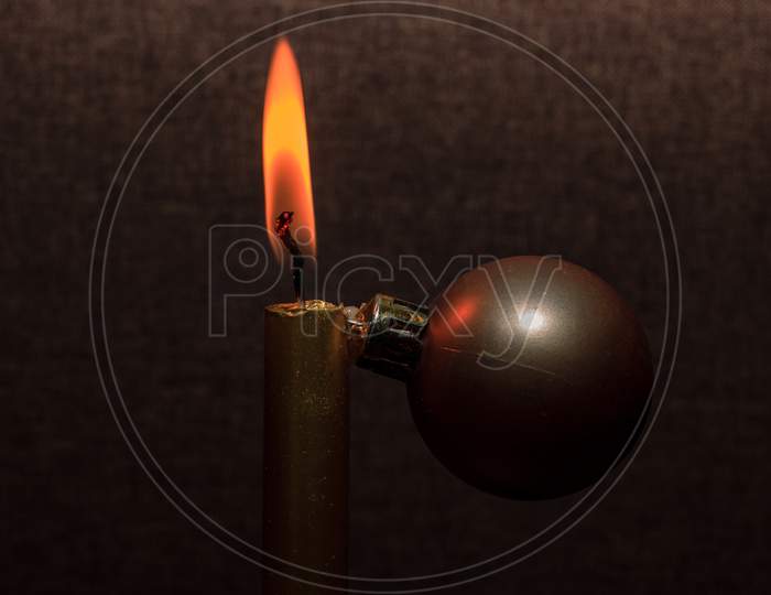 Gold Christmas Candle Fire Flame