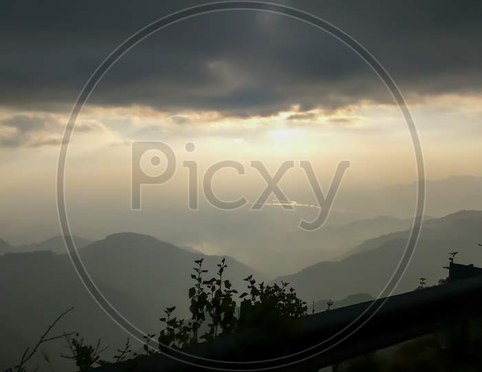 Beautiful Landscape with clouds and hills during sunset
