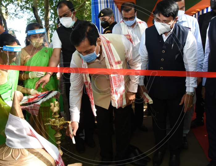Assam Chief Minister Sarbananda Sonowal opening the Kaziranga National Park for tourists for the year 2020-21 at Kohora in Golaghat District of Assam on Oct 21,2020