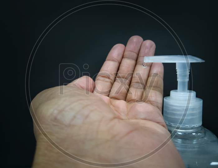Washing Hand With Antibacterial Hand Sanitizer, Disinfection Gel
