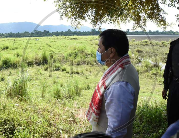 Assam Chief Minister Sarbananda Sonowal  at Kohora Range of Kaziranga National Park in Golaghat district of Assam on Oct 21,2020.