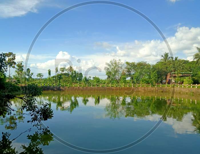 Cloud and pond combination with nature view