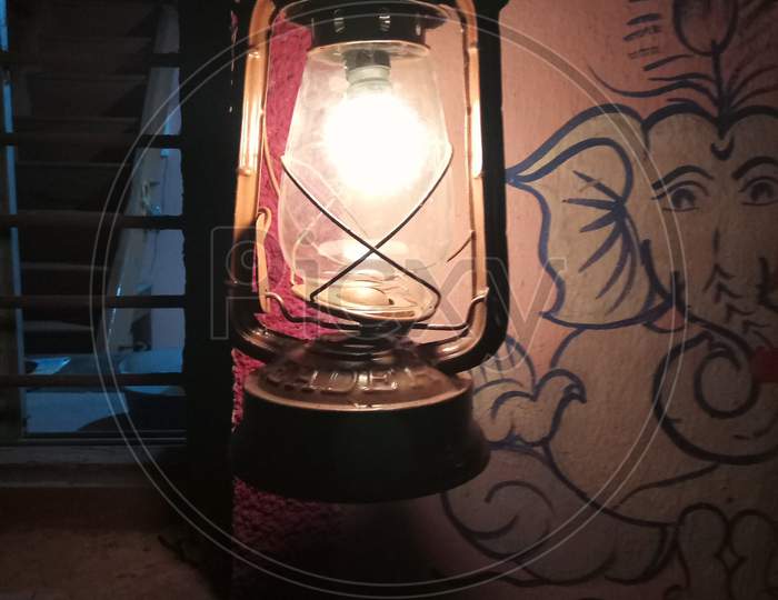 Antique old lantern with electric bulb Indian jihad for Diwali lightining
