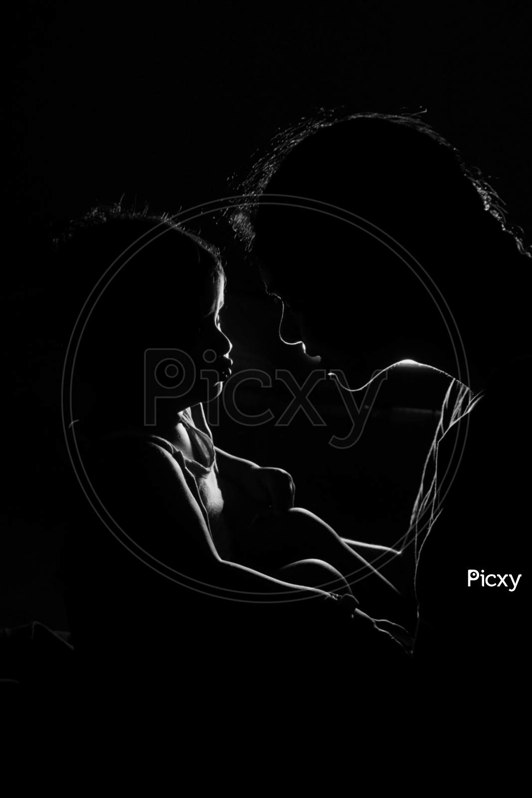 Mother and child silhouette