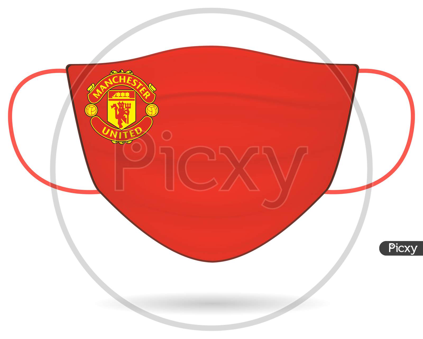 Surgical Face Mask With Manchetster United Football Club Logo In Covid-19, Wear Mask & Stay Safe, New Normal- Corona Virus Pandemic.