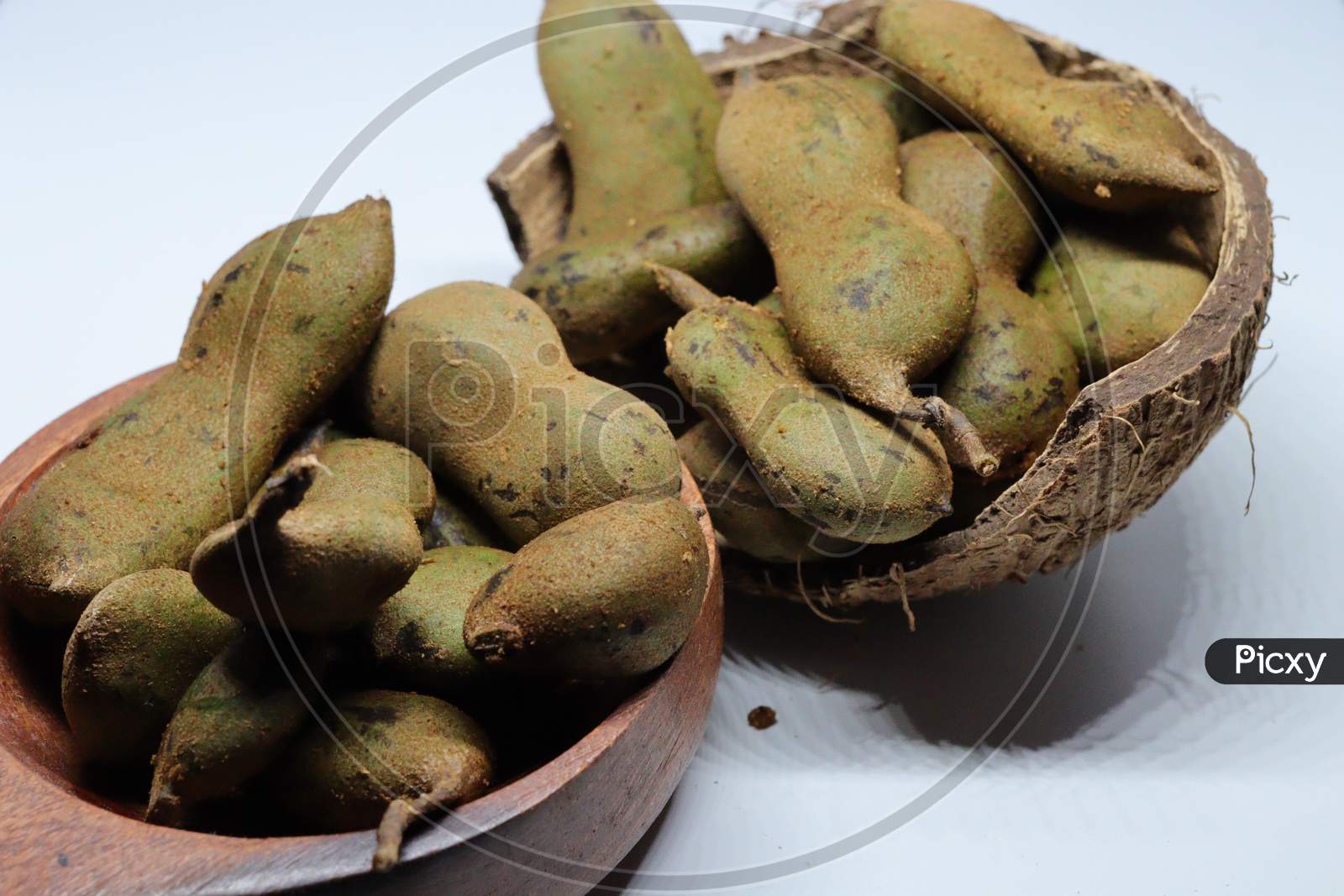 Image Of Fresh Young Green Tamarind Tamarindus Indica Isolated On White Background Az7392 Picxy