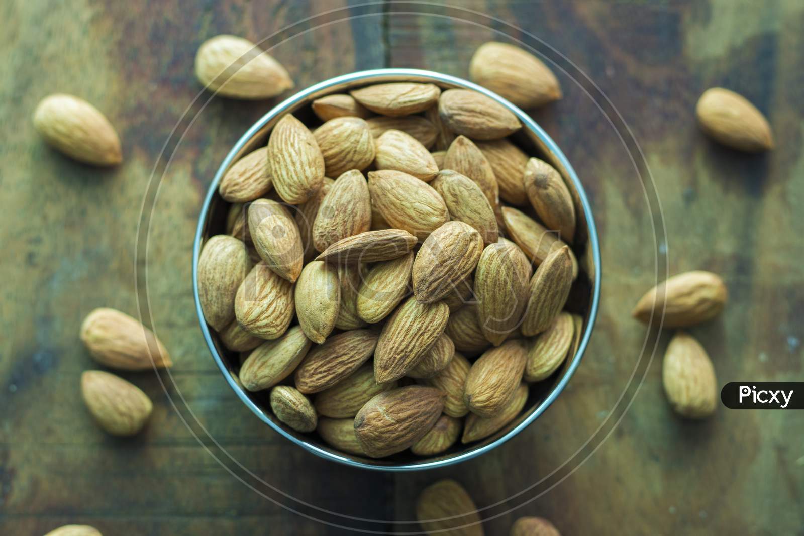 selective focus of  Almond nuts.
