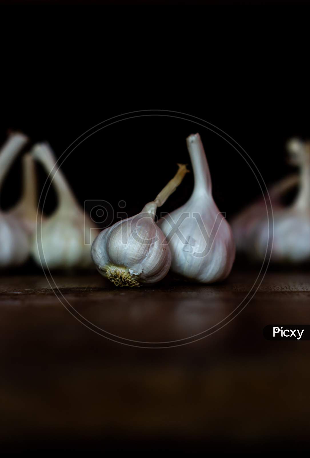 Raw Garlic Kept On The Table