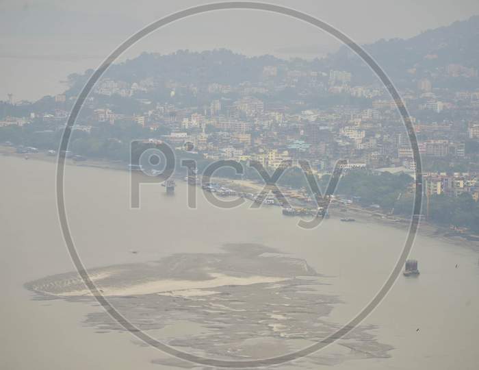 A View of  Guwahati City amid hazy weather conditions on  Thursday, Oct. 22, 2020.