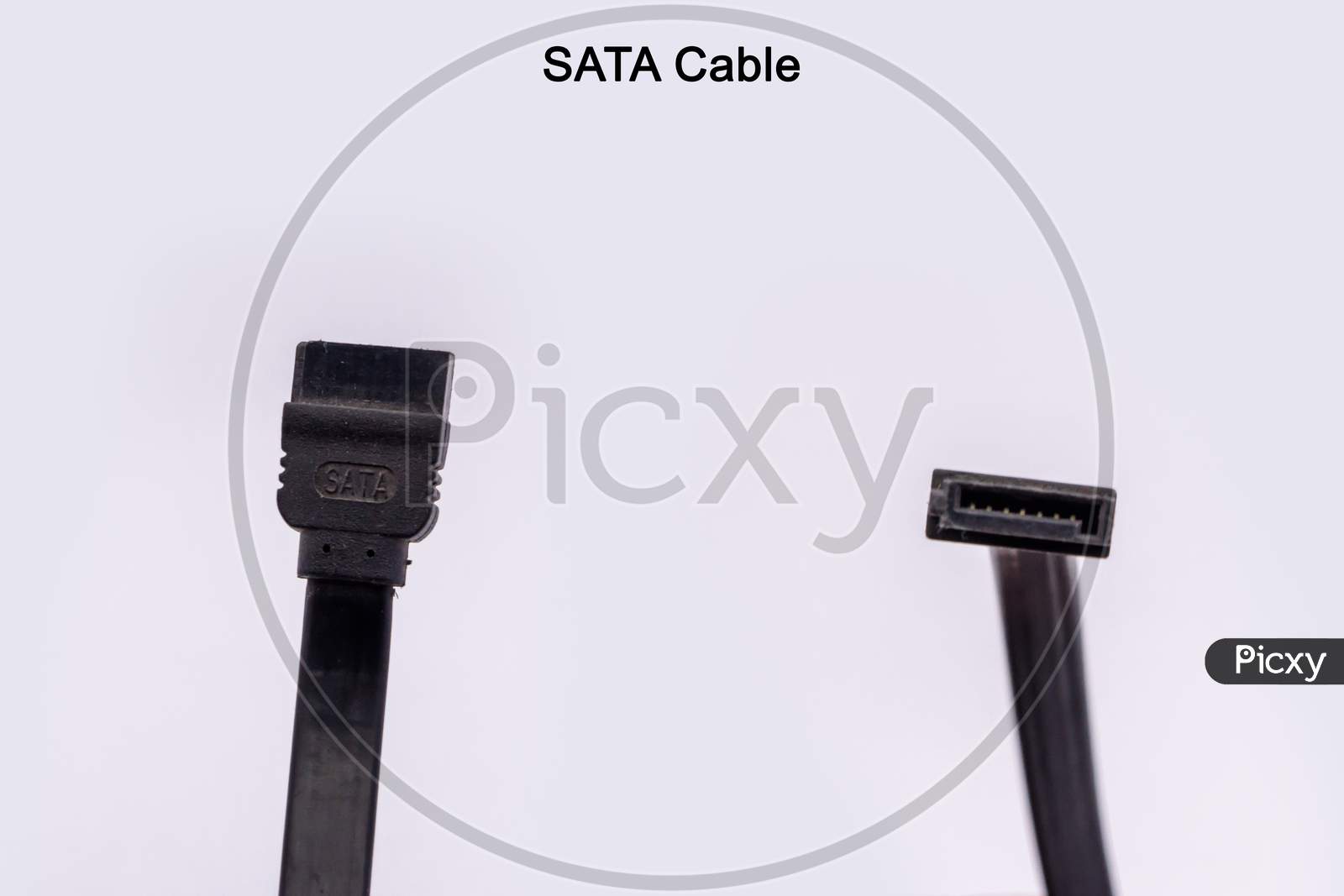 Sata Cable From Different Angles Isolated Against White Background.