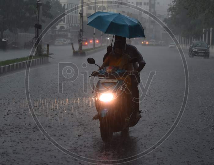 People Moving As Heavy Rain Before Start The Monsoon, In Chennai