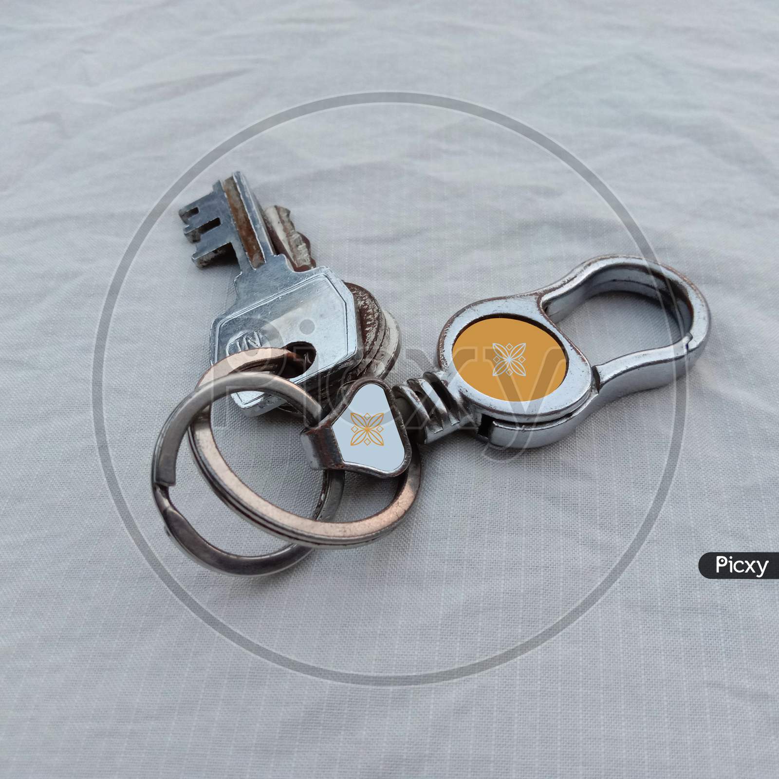 Steel Made Key And Key Ring Closeup