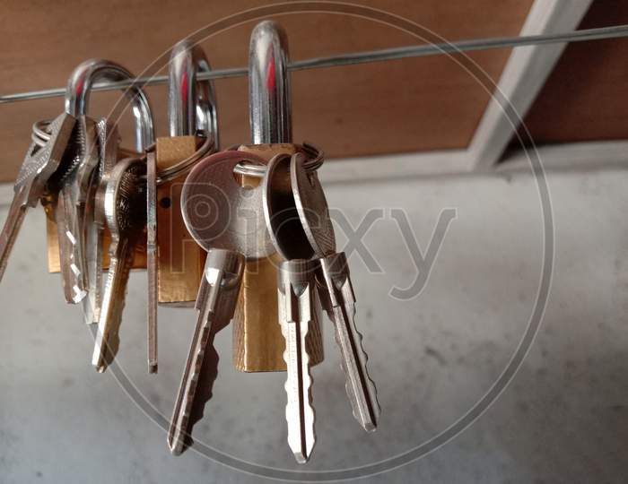 Lock And Key Closeup On Shop