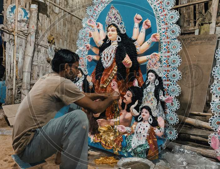 The making of Durga idols in a remote village of Tripura.