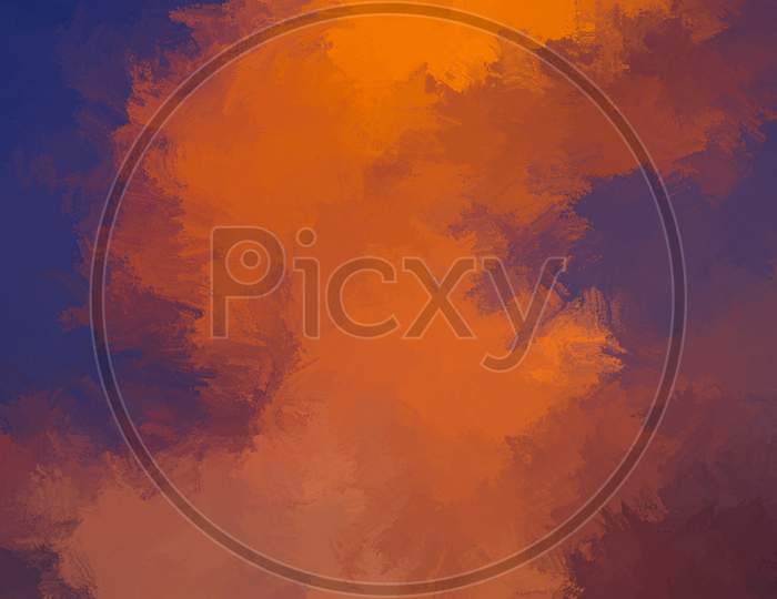 Abstract In Blue & Orange Brush Stroke Force Background