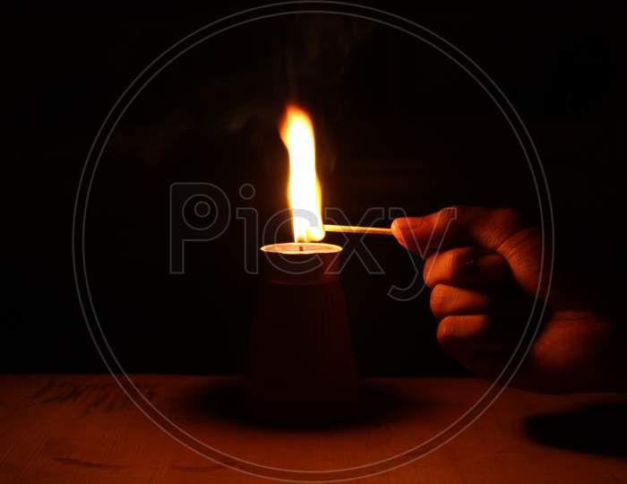 Flame of oil lamp