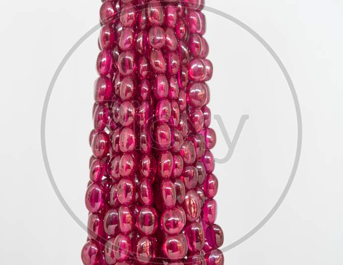 ruby oval beads