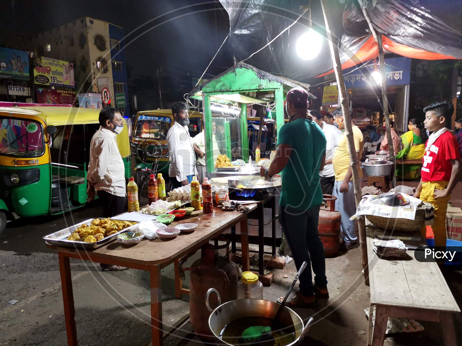 Temporary food Stall for Durga puja at Kolkata.