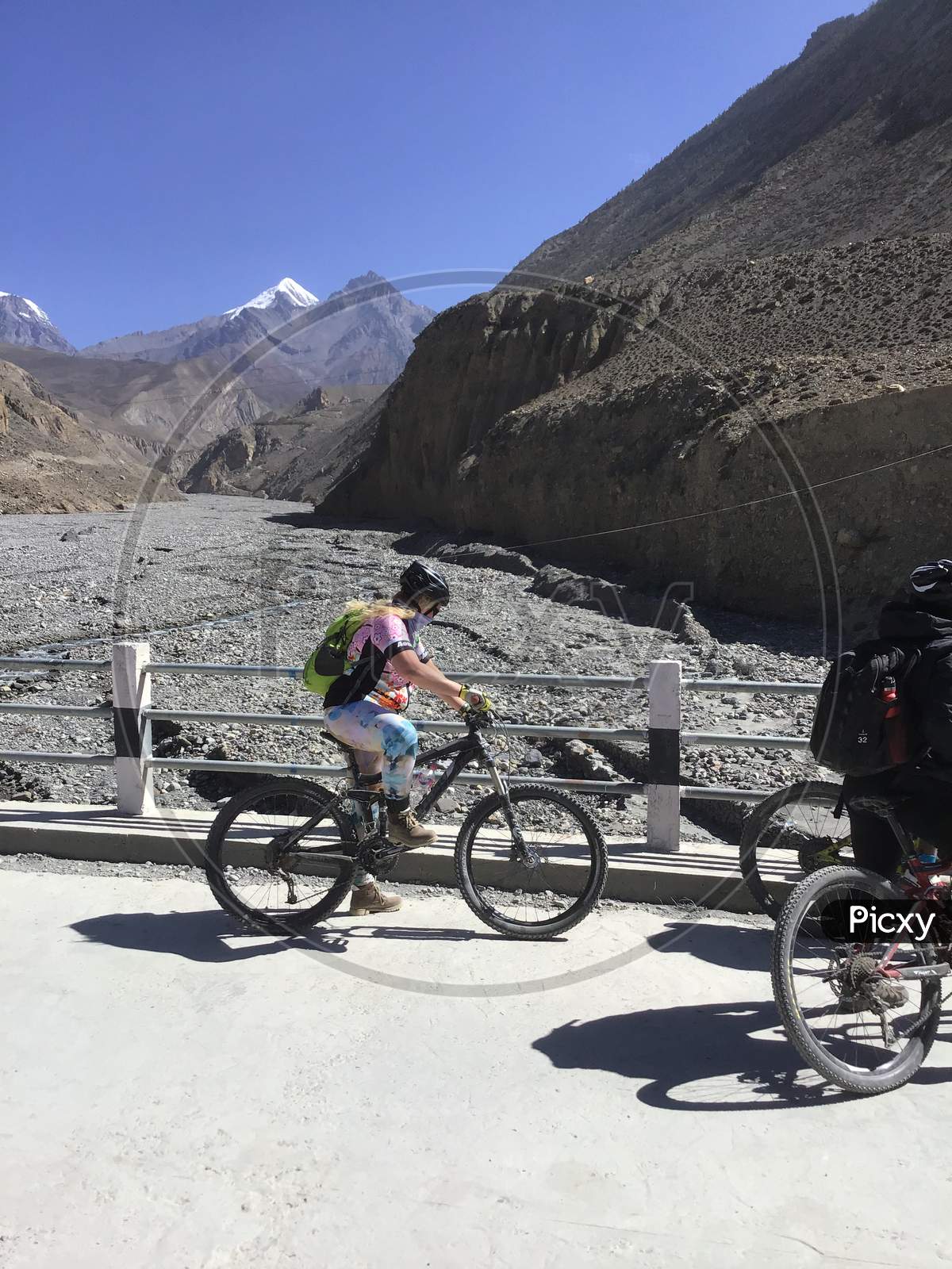 Tourists cycling to Mustang Nepal