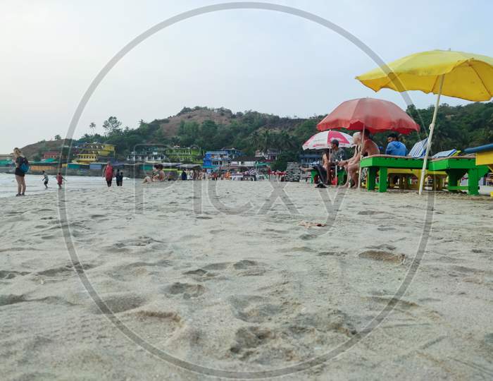 Goa - india - December 2019:  Arambol beach relaxing place