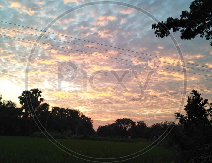 Summer sky Sunset, Beuty of Bengal, Playing Football