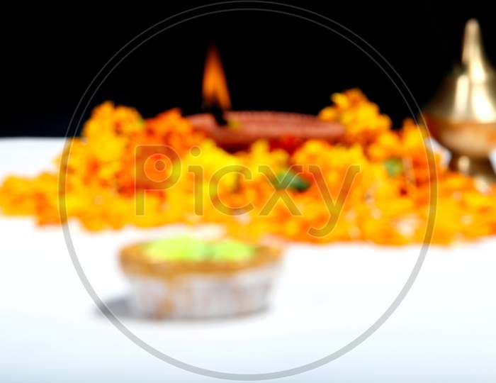 An Abstract Blurred Background Picture Of Diya Oil Lamp