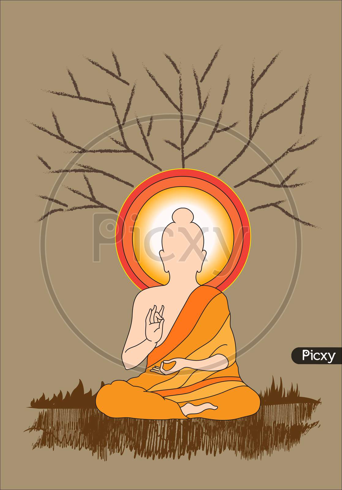 Vector Illustration Of Buddha, Siddhartha Gautama