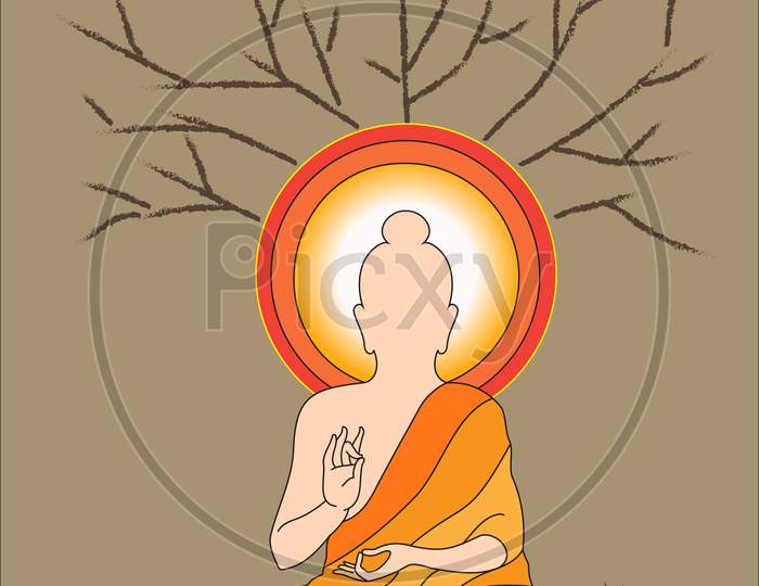 Vector Illustration Of Buddha, Siddhartha Gautama