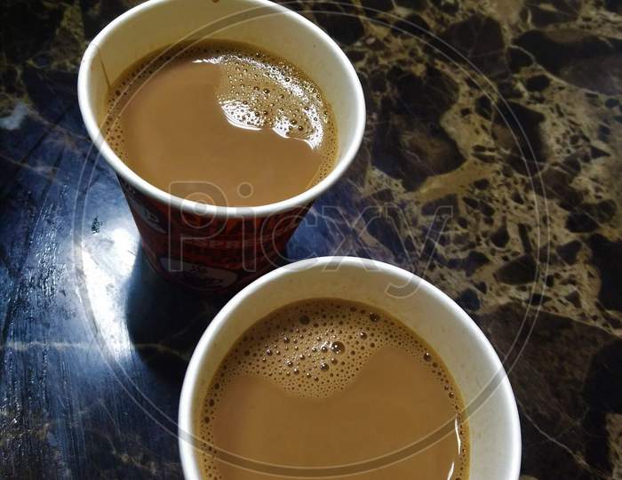 Two Cups Of Hot Chai Or Tea