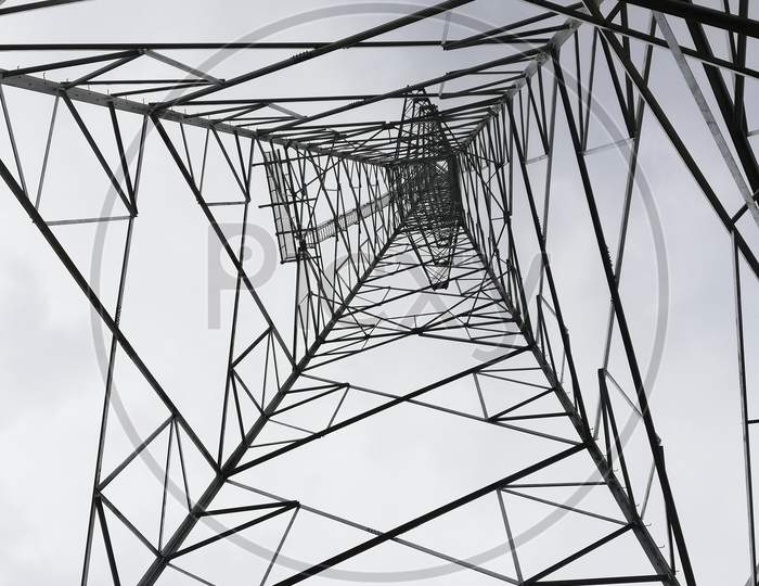 Under view of electric pole