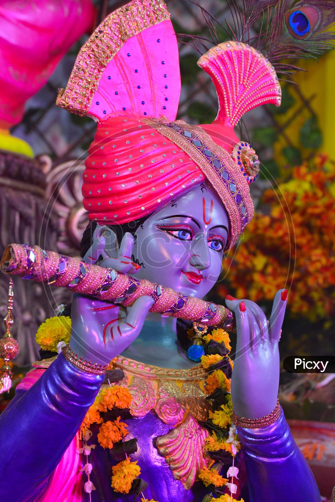 Hindu God Krishna with flute