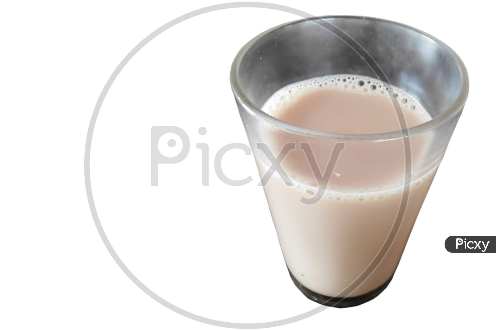 Closeup Of A Drinking Glass With Tea Isolated On White Background