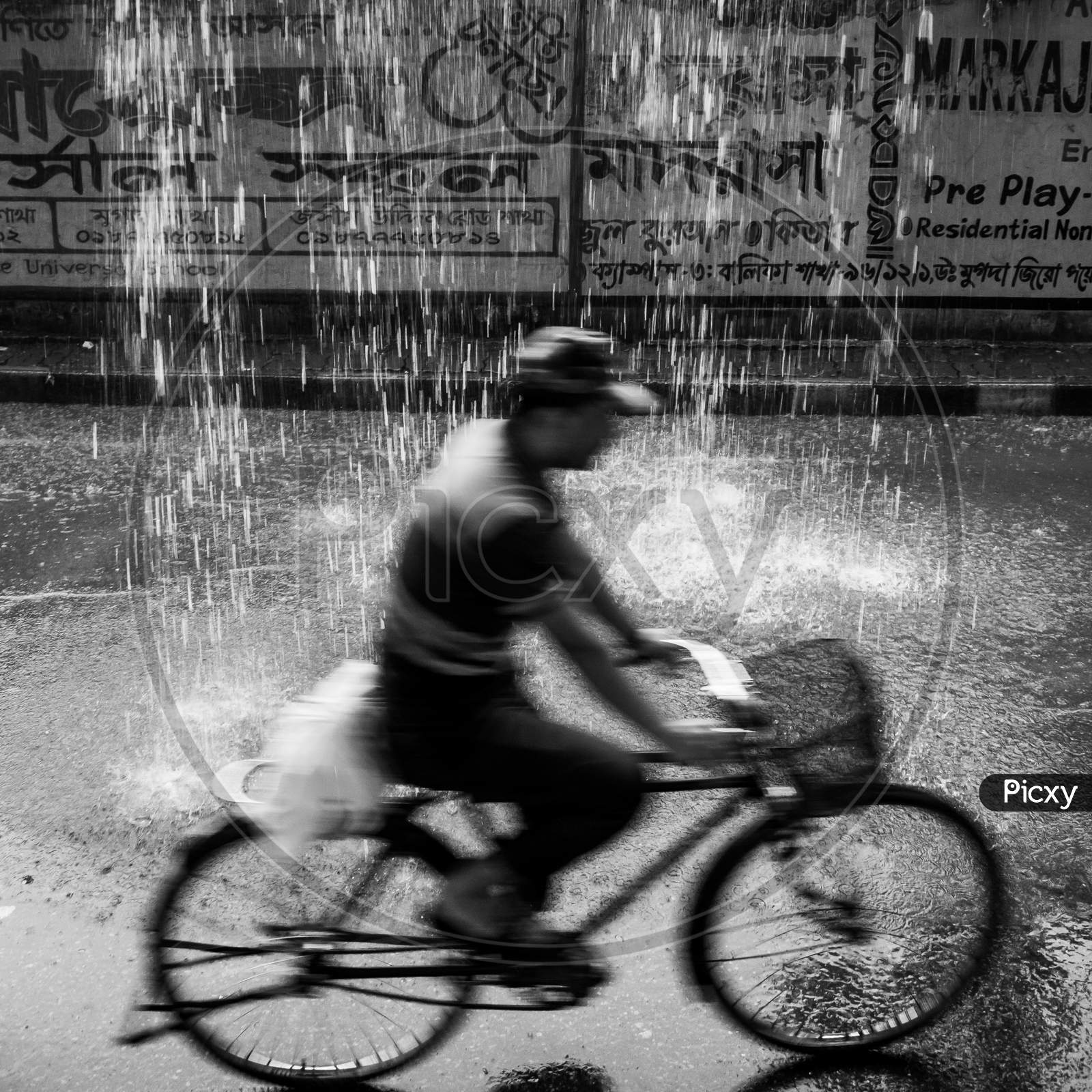 A Candid motion Of Rainy City Street