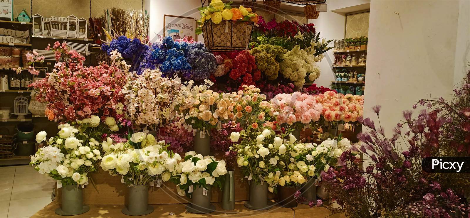 Multi-Colored Artificial Flowers For Display