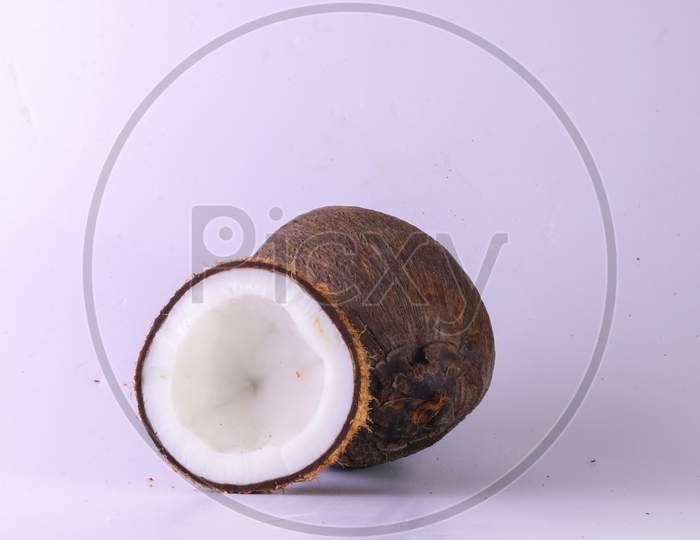 Coconut On White Background.