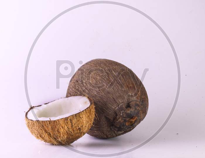 Coconut On White Background.