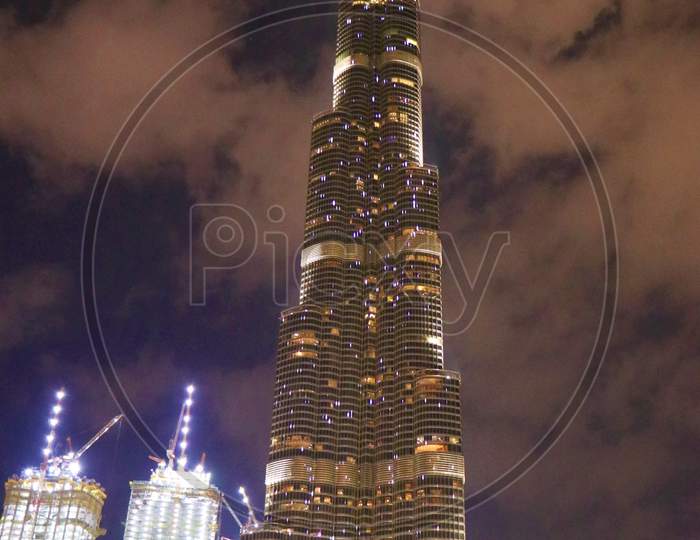 Night View Of Burj Khalifa