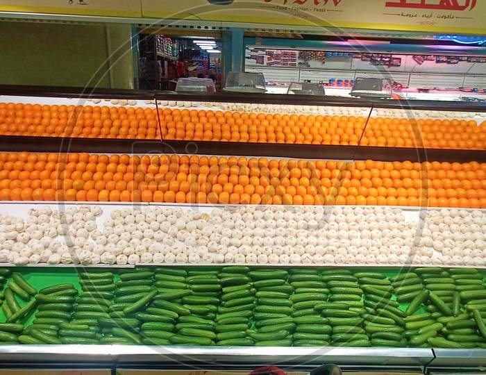 Indian Tricolour Flag Displayed With Veggies In Abu Dhabi