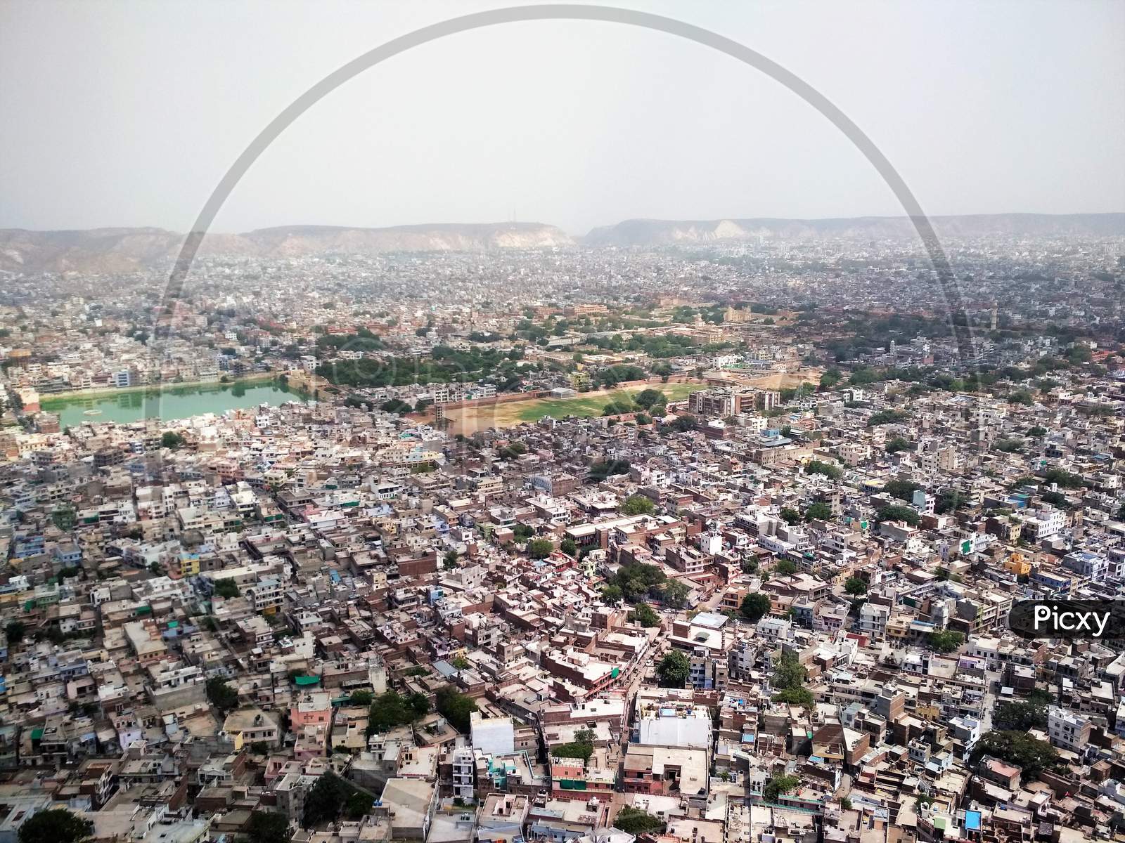 Jaipur city view from mountain top.