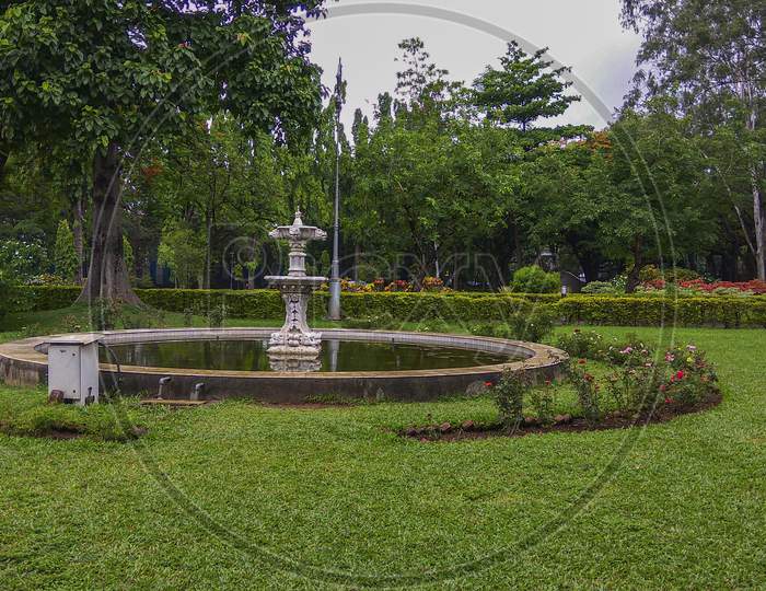 A fountain at Aga Khan Palace garden