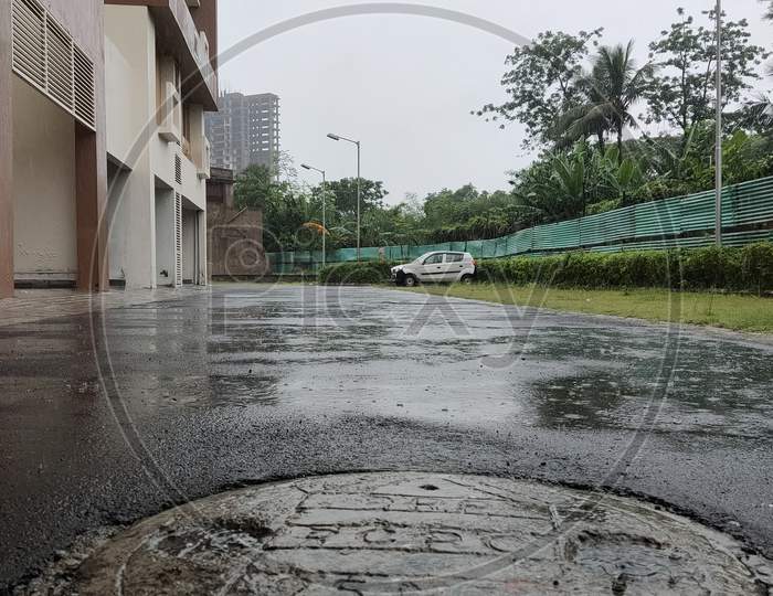 Wet road after rain